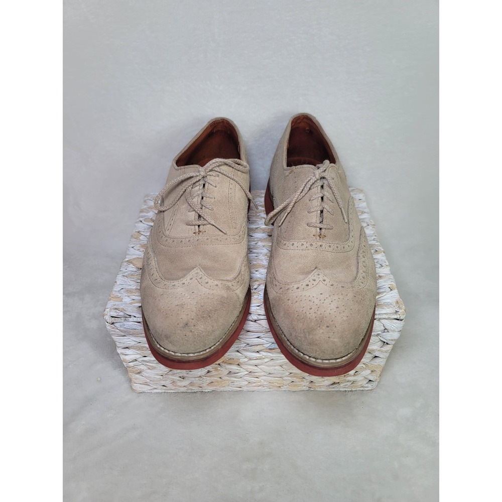 Dark Academia Wingtip Brogue Oxfords Mens Dress Shoes Beige Size 12 Rockabilly